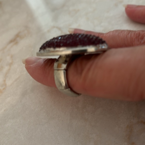 Elastic silver red and purple ring - Picture 3 of 6